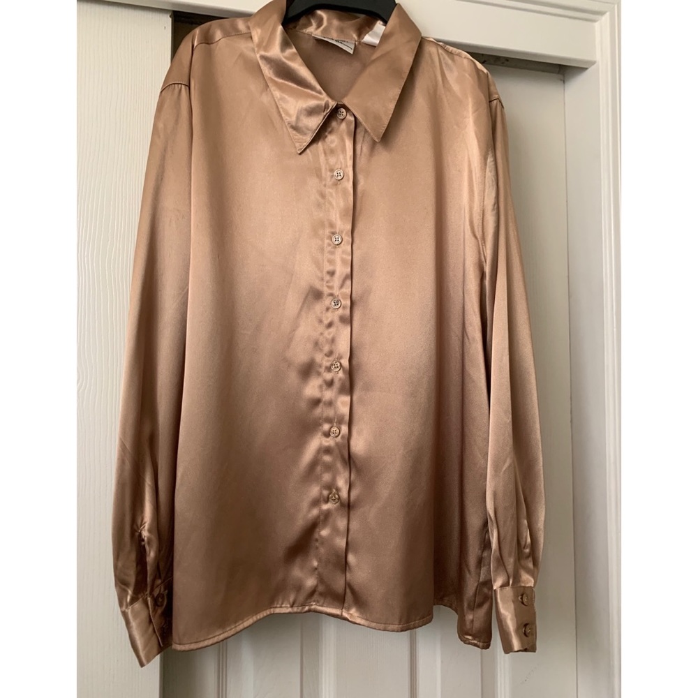 Gold Silk button up blouses